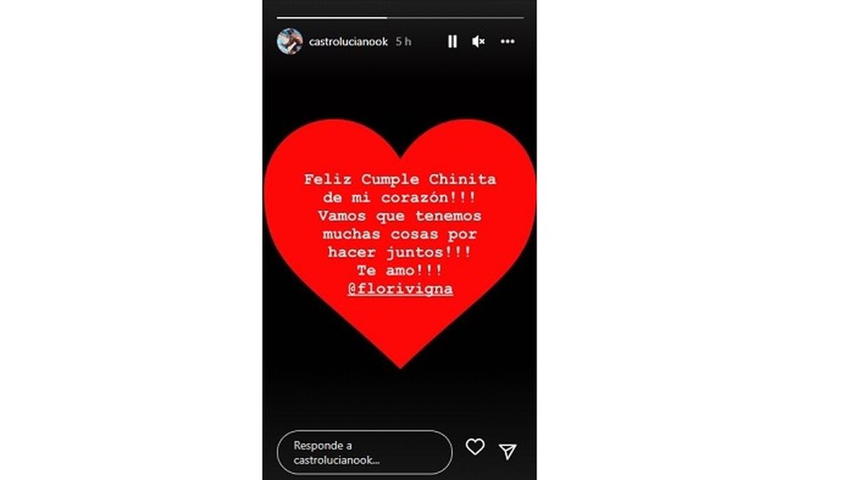 El tierno saludo de cumpleaños de Luciano Castro para su novia, Flor Vigna, en el día de su cumpleaños número 28.