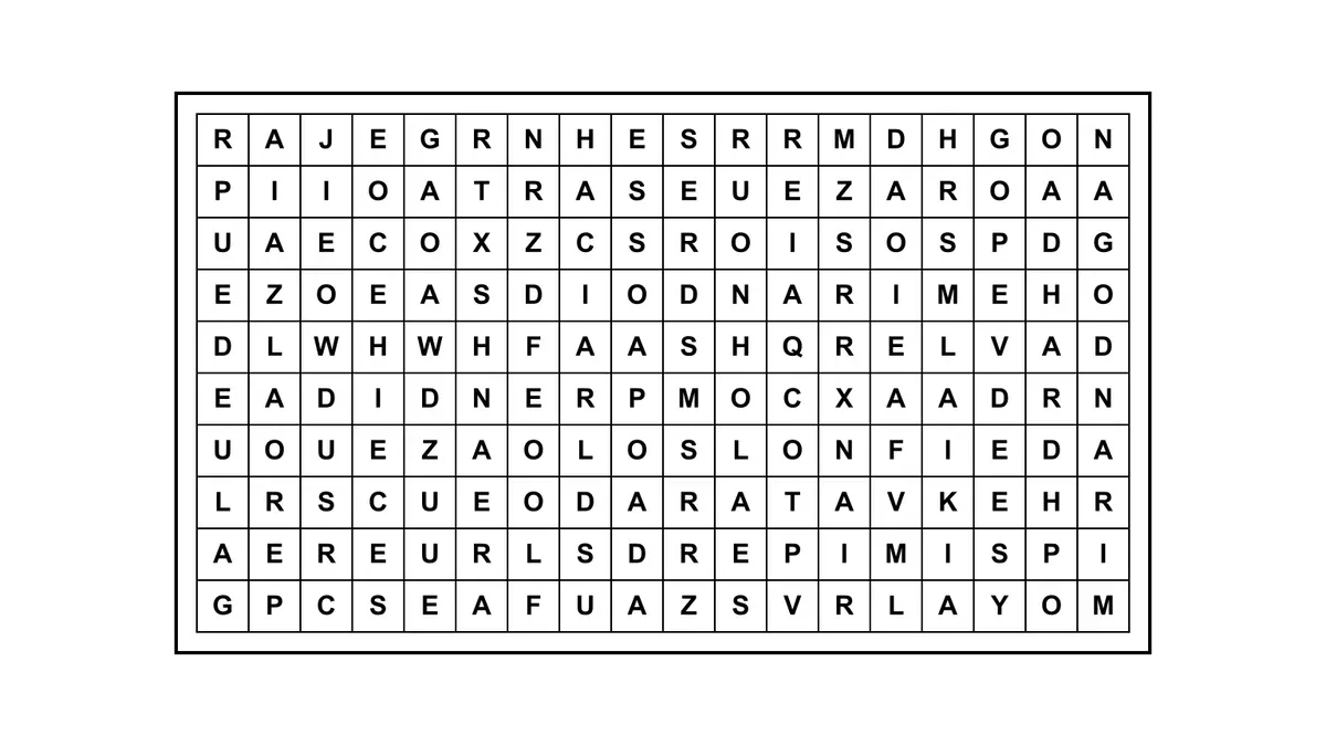 Encontrá la frase escondida en una sopa de letras con letras distribuidas en una matriz
