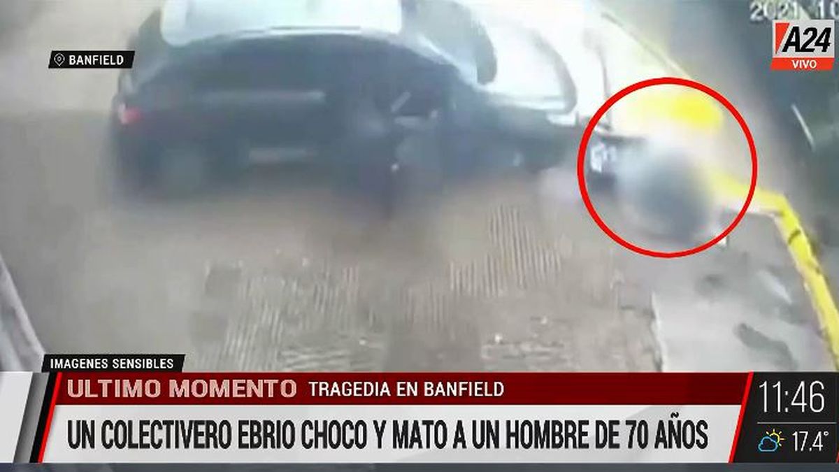 Banfield: así un colectivero ebrio chocó y mató a un hombre. (Captura de Tv)