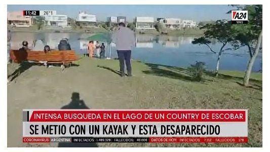 Intensa búsqueda de un joven que se metió en kayak en un lago en Escobar