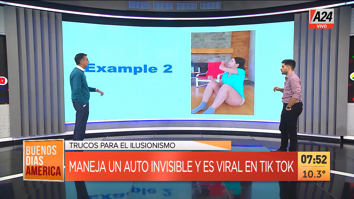 Así se hace el truco del hombre que maneja un auto invisible en TikTok. (Captura de Tv)