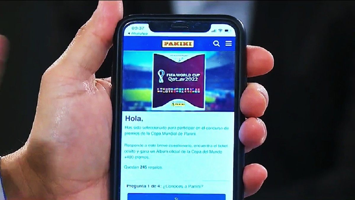 La página falsa vinculada a las figuritas del Mundial Qatar 2022: Foto: captura de Tv.&nbsp;