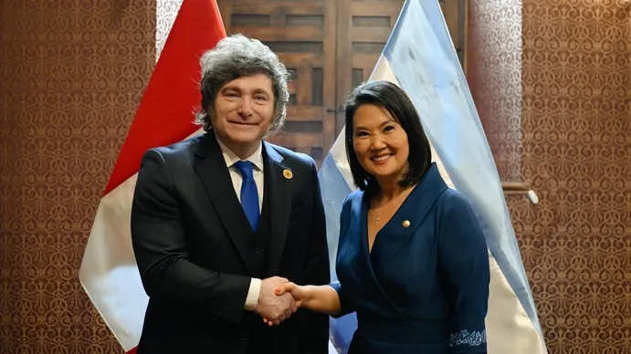 Milei respaldó a Keiko Fujimori en su asunción como presidenta de Perú