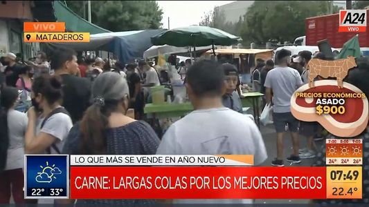 Así hay largas colas para comprar carne en Mataderos