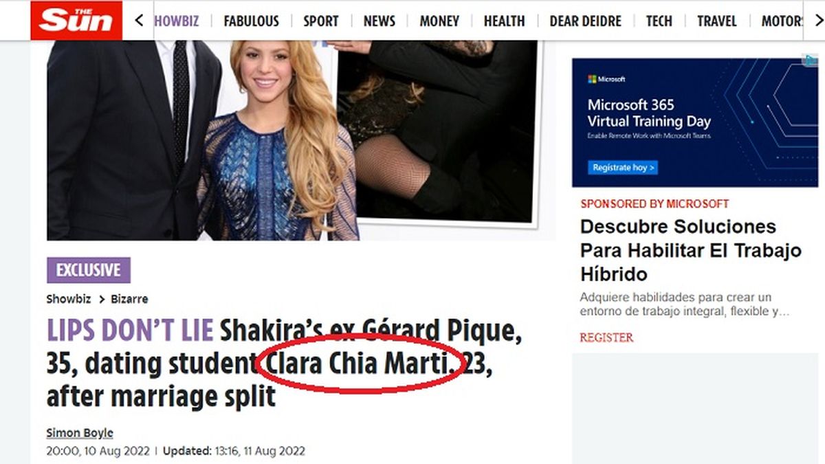 El sensacionalista inglés The Sun le puso nombre y rostro a la mujer que estaría saliendo con Gerard Piqué: Clara Chia Marti. 