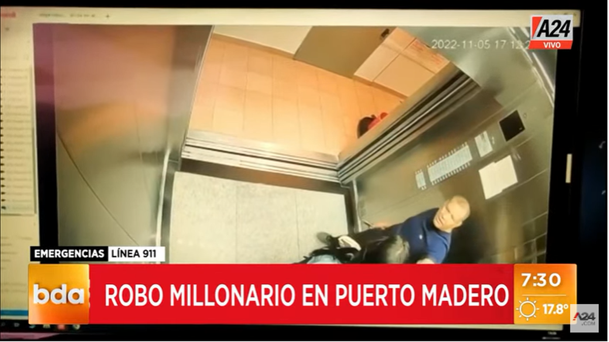 Robo millonario en Puerto Madero: se llevaron más de 50 mil dólares y lingotes de oro (Foto: captura de TV A24).