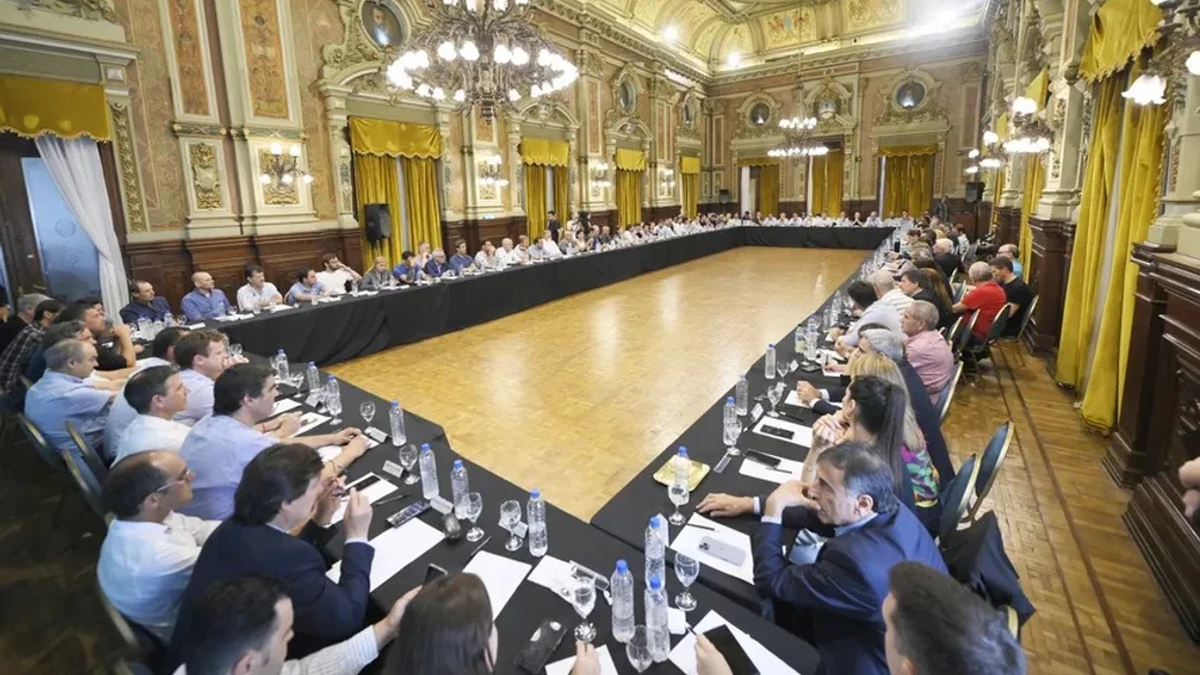 La reunión del PJ bonaerense en contra del DNU. (Foto: NA)