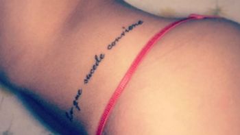 Sexy tattoo de Tamara Alves en la cintura y foto mañanera