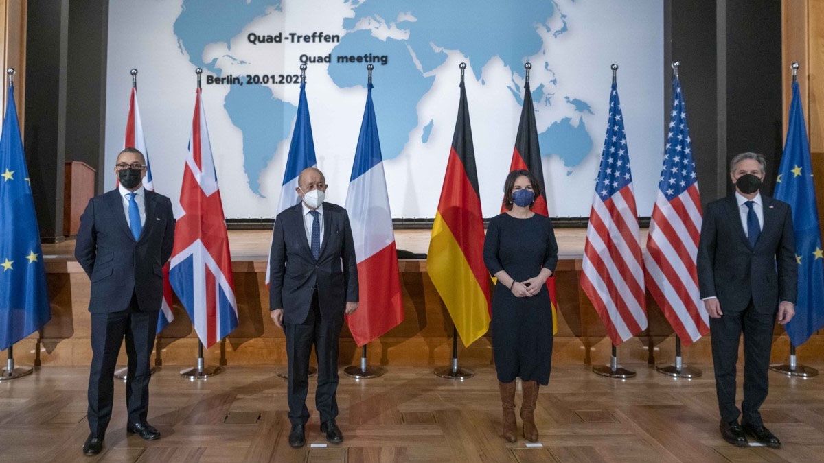 Estados Unidos y sus principales aliados en la OTAN, reunidos en Berlín (Foto: AP)