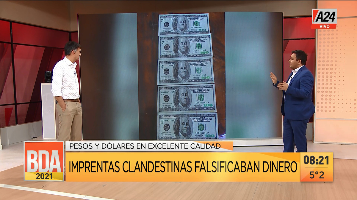 Cayeron los Falsos Blue con imprentas clandestinas de dinero. (Captura de Tv)