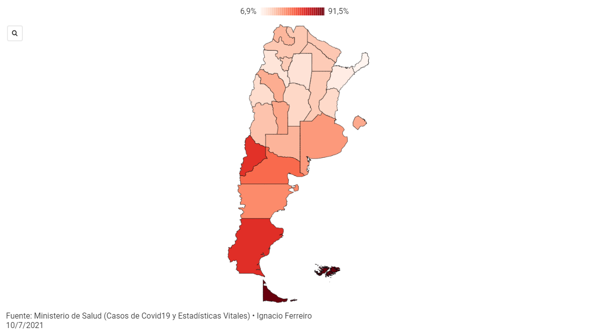 100.000 muertos por COVID-19: qué porcentaje representan sobre las muertes en un año normal de cada provincia (Fuente: A24.com)