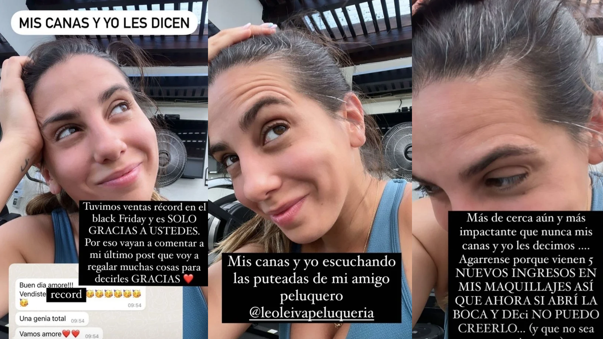 Cinthia Fernández no tuvo inconveniente en mostrar sus canas. 