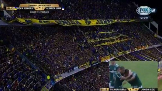 Video: así gritó la Bombonera el primer gol de Palmeiras contra Junior para que Boca siga soñando en la Copa Libertadores