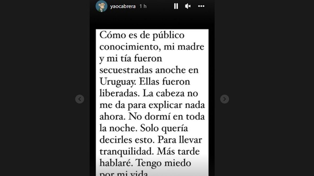 El tremendo momento que vive Yao Cabrera: el fuerte audio de los  secuestradores de su madre