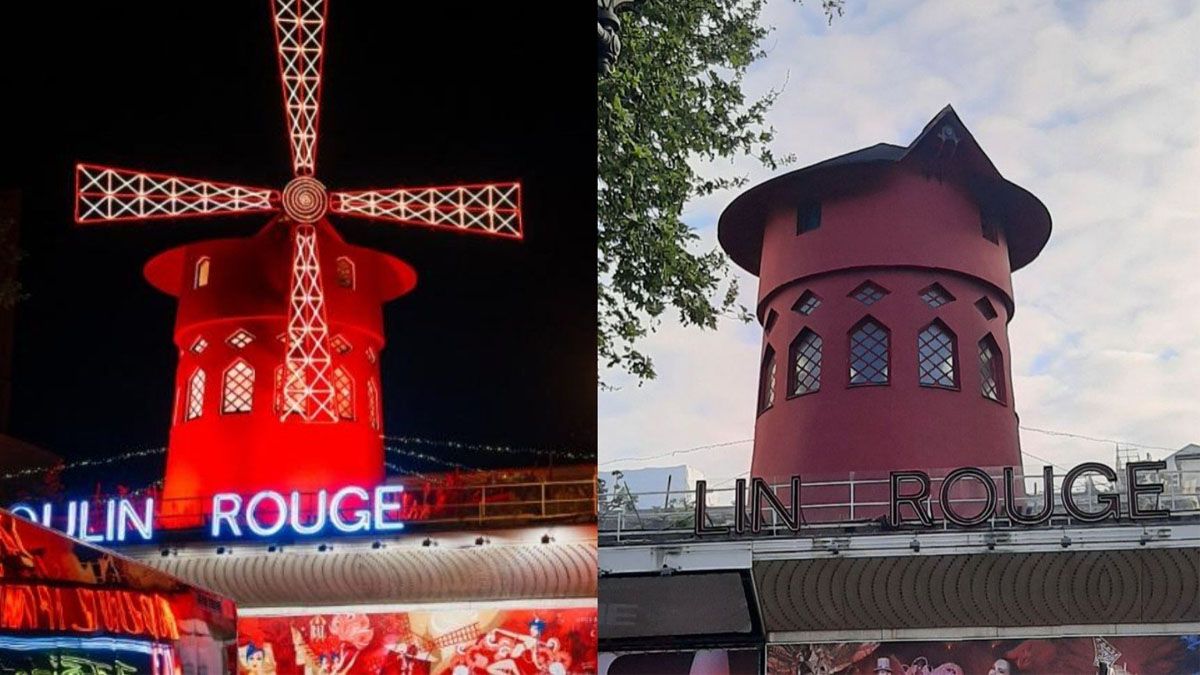 Un "recuerdo" extraño para los turistas, la foto del "molino" más famoso de París, sin sus aspas. (Foto: A24.com)