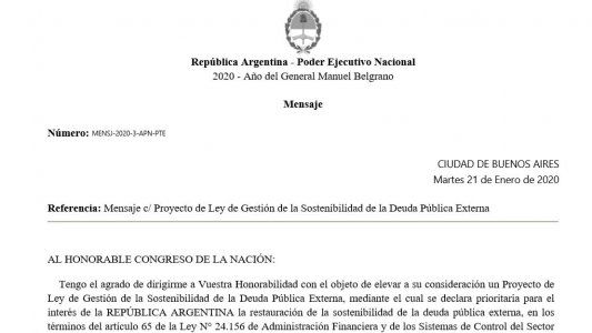 Qué dice el proyecto de deuda que el gobierno quiere que se trate en extraordinarias la próxima semana: los detalles