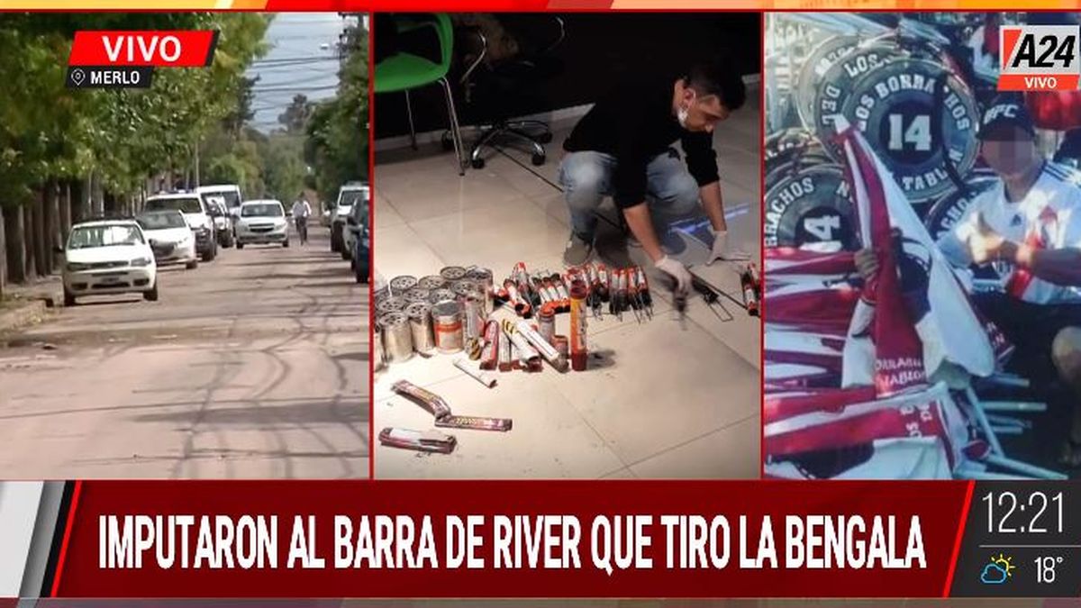 Cayó el barrabrava identificado por la bengala en el Boca - River. (Captura de Tv)
