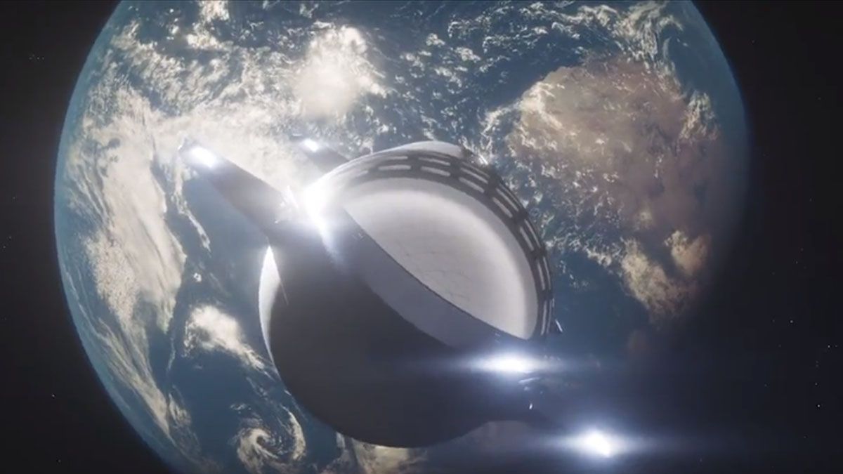 Simulación hecha por la empresa de Elon Musk sobre la futura partida de Starship rumbo a marte. (Foto: Starship)