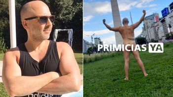 José María Muscari se desnudó en el Obelisco por cábala