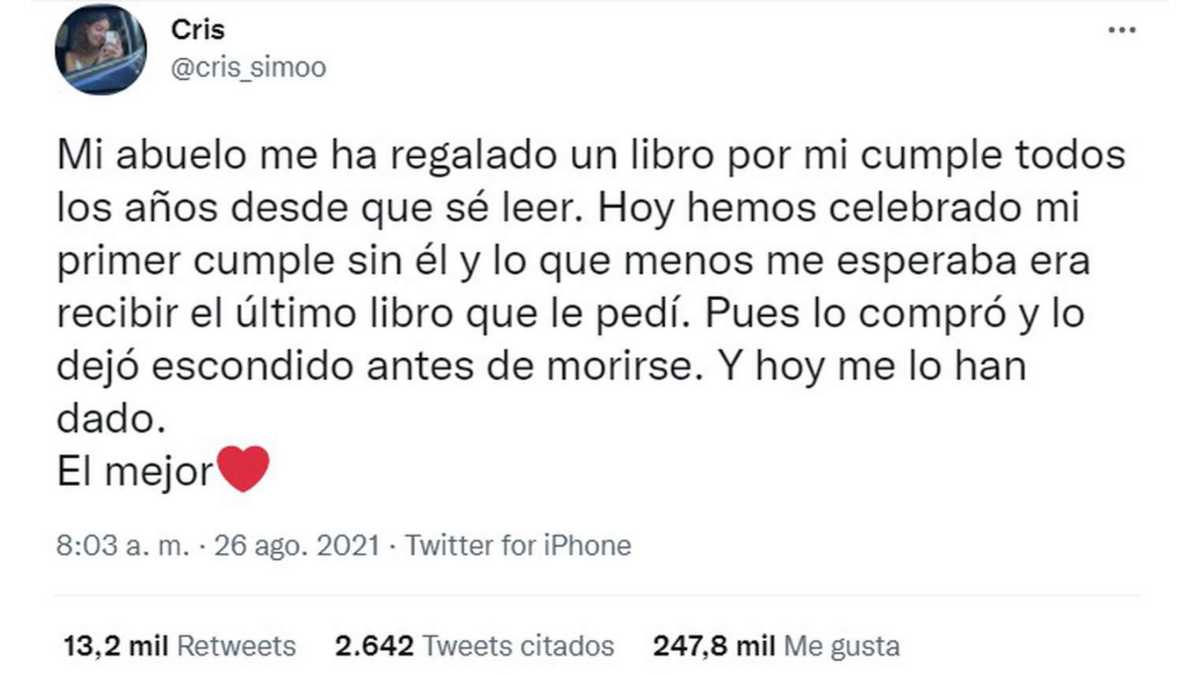 El tweet que Cris Sim&oacute; public&oacute;.