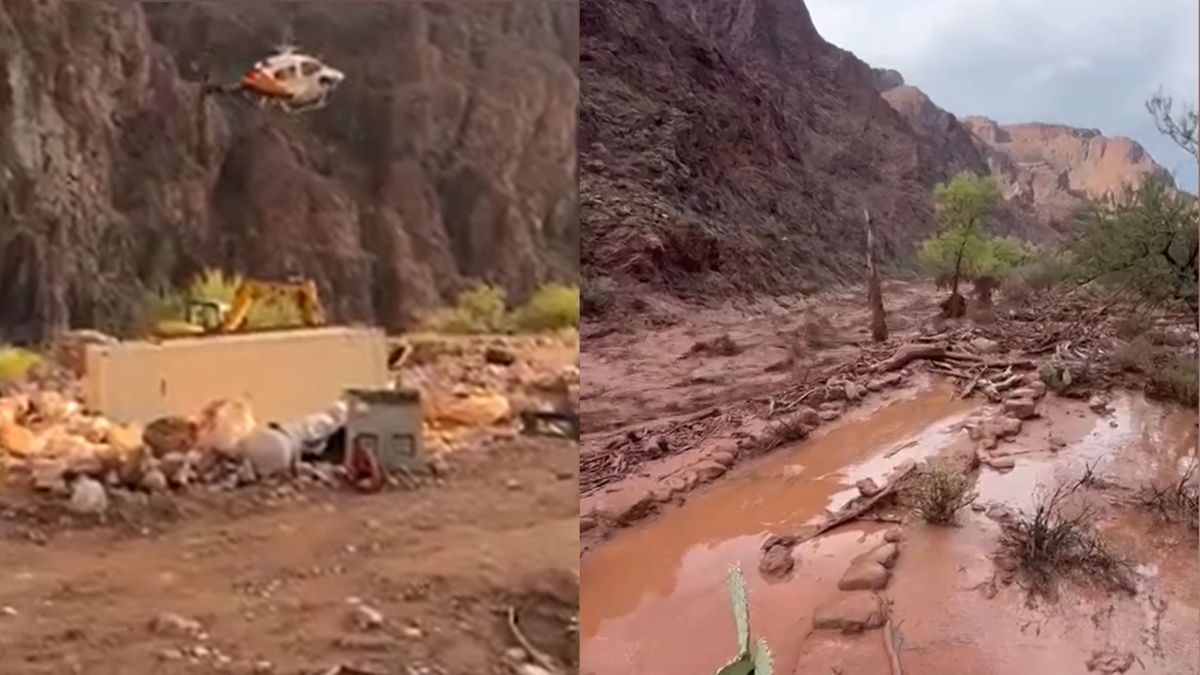 La inundación en el Cañón del Colorado. Destrozo y una central de suministro de agua potable fuera de servicio. (Foto: Cuenta de X NPS)