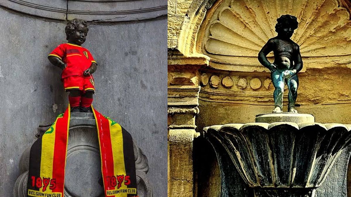 La pequeña escultura de 58 centímetros es un símbolo de Bruselas, la capital Belga. Amaneció con la camiseta de los diablos rojos tras la victoria en el mundial ante los Estados Unidos. (Foto: A24.com)
