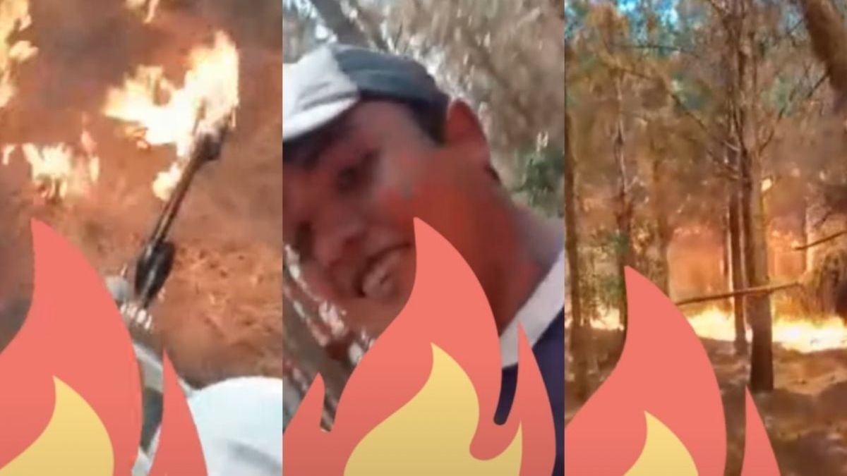 El hombre se grabó con un lanzallamas