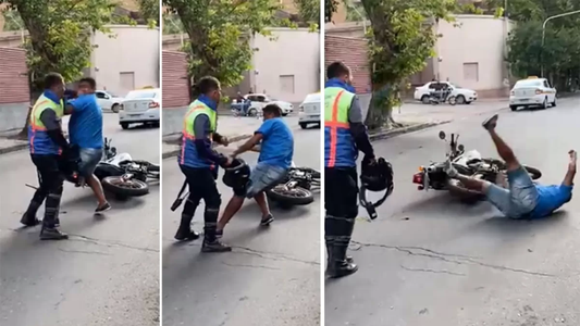 Video: un agente de tránsito y una piña de nocaut a un taxista