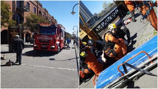 Así fue el rescate de un hombre que trató de saltar desde una grúa en Puerto Madero