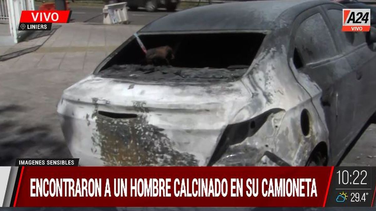 Misterio en Liniers: apareció un hombre calcinado en su auto. (Captura de Tv)