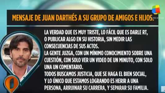 El mensaje que Darthés le envió a un grupo de amigos de WhatsApp luego de denuncia de Thelma Fardin