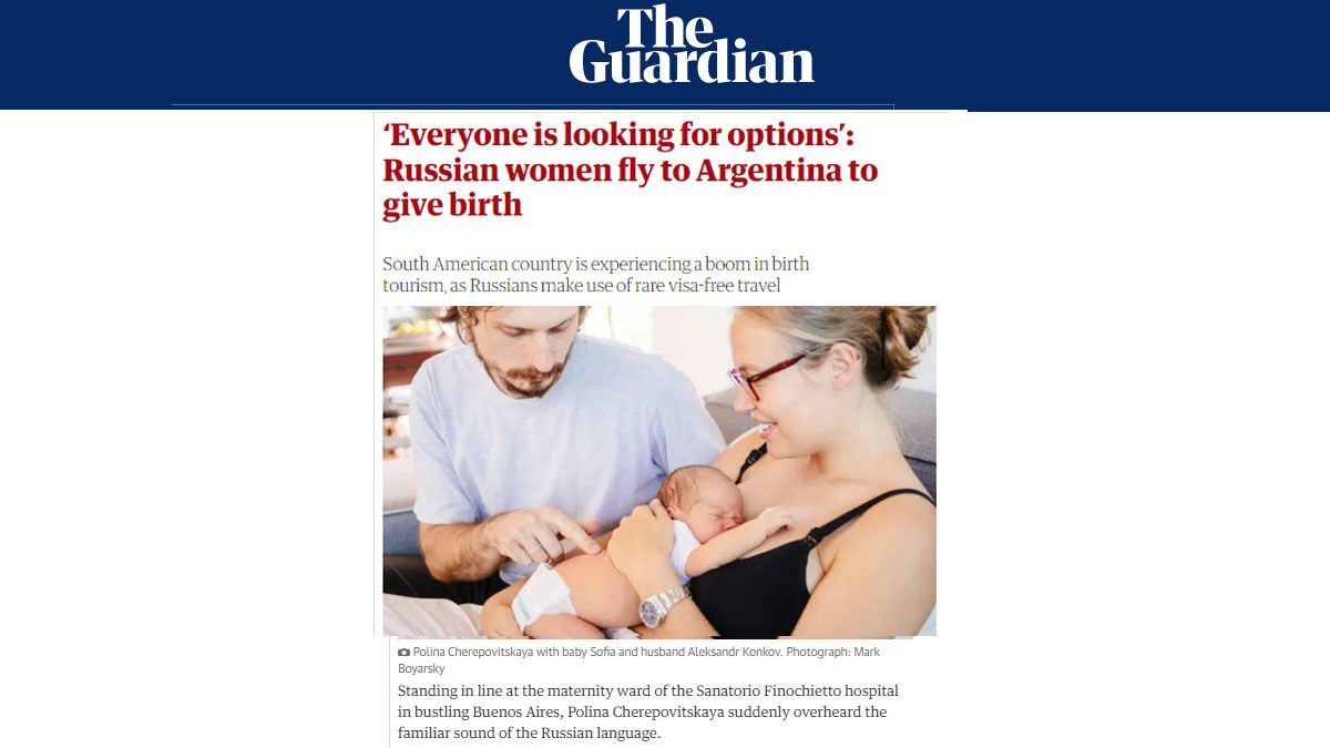 El diario británico The Guardian y la tendencia de parejas rusas que vienen a la Argentina para ser padres (Foto: The Guardian)