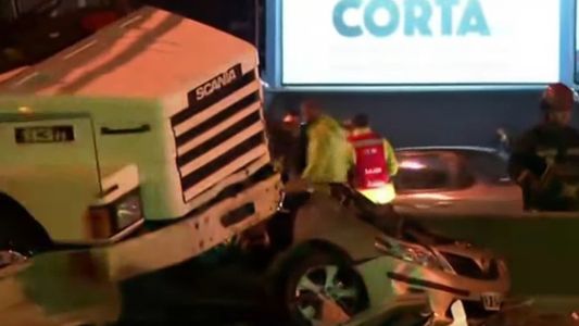 Accidente en Panamericana: un camión perdió su contenedor, aplastó a un auto y hay 2 muertos