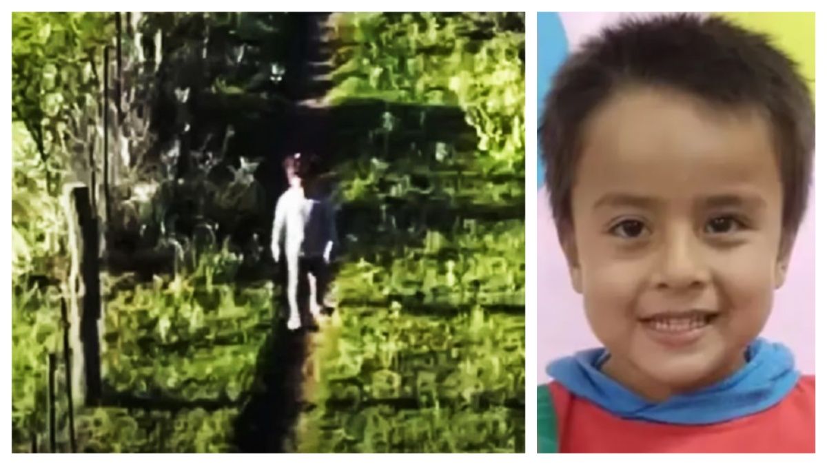 Izquierda: la pequeña captada mientras caminaba perdida. Derecha: Loan Peña
