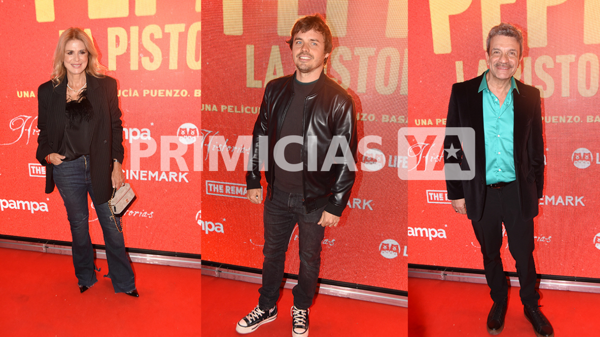 Flavia Palmiero, Benjamín Rojas y Marcelo de Bellis en la presentación de Pepita, la pistolera.