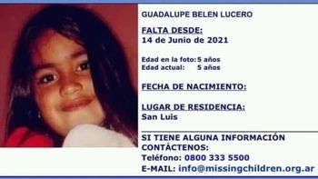 Guadalupe Belén Lucero desapareció el lunes 14 de junio. 