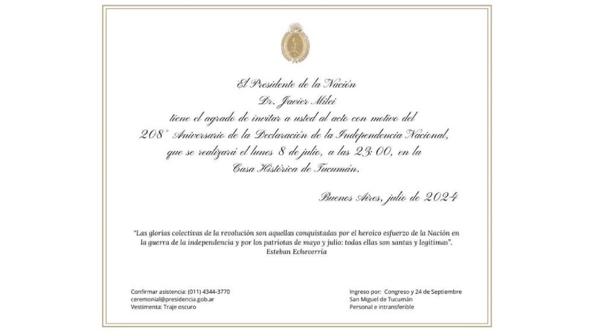 Así Son Las Invitaciones Que Mandó Javier Milei A Los Gobernadores Para ...