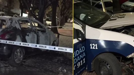 Persecución de película: un patrullero se incrustó en una casa y un auto robado terminó en llamas