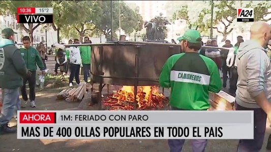 En un día marcado por el paro de transporte, instalan ollas populares y se esperan cortes y movilizaciones en el centro porteño