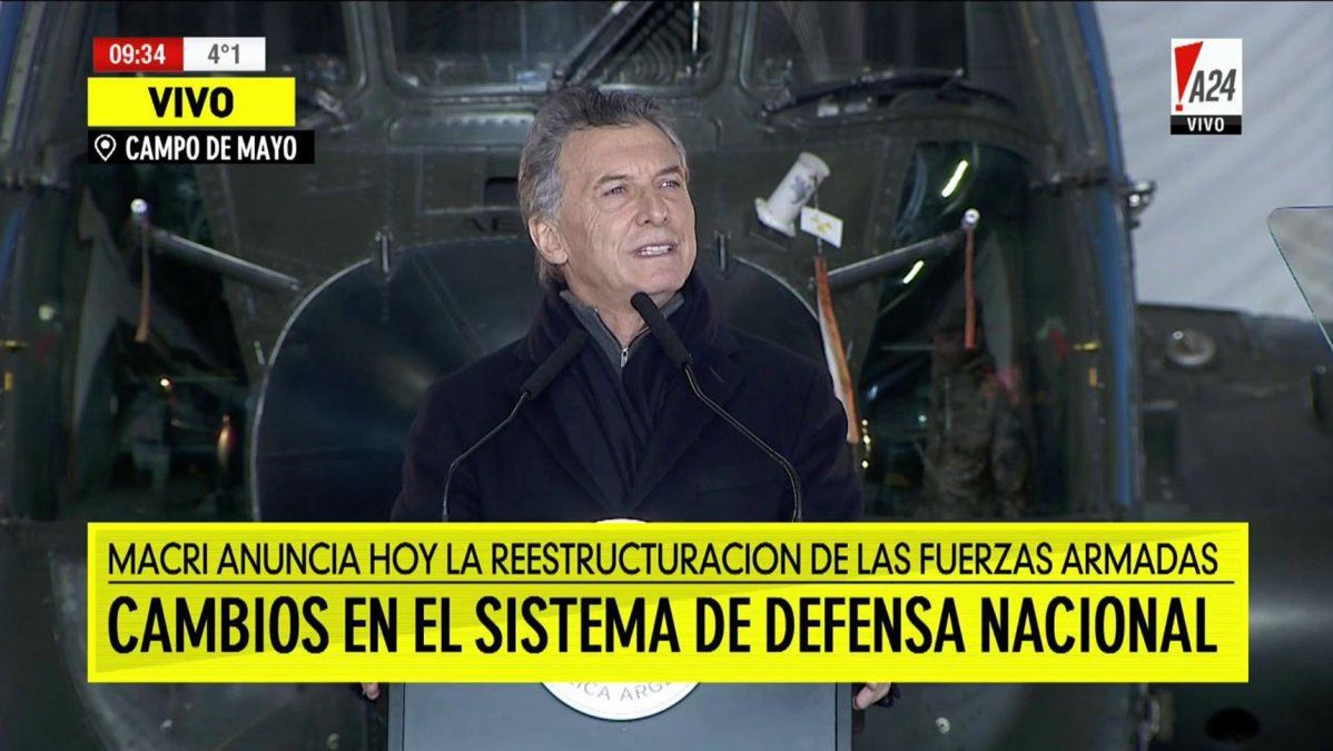 Macri, sobre la reforma de las Fuerzas Armadas: Es importante que colaboren con la seguridad interior