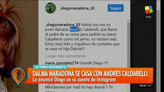 Diego Maradona sorprendió a todos y anunció que su hija Dalma ¡se casa!