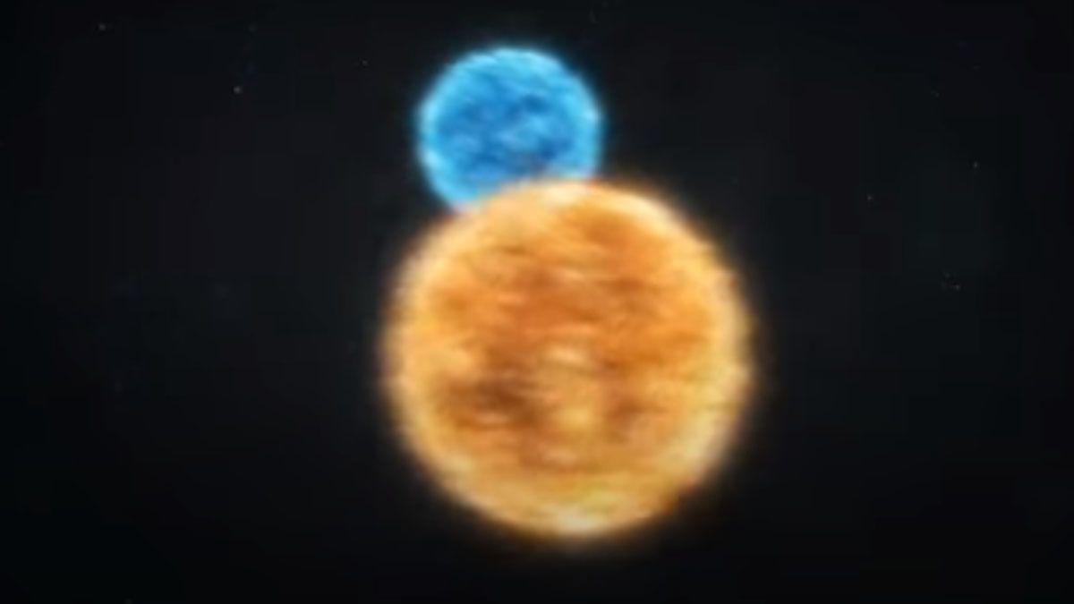 Una enana blanca y un gigante rojo circulan entre sí hasta que se produce la explosión de la supernova. (Foto: Captura de TV)