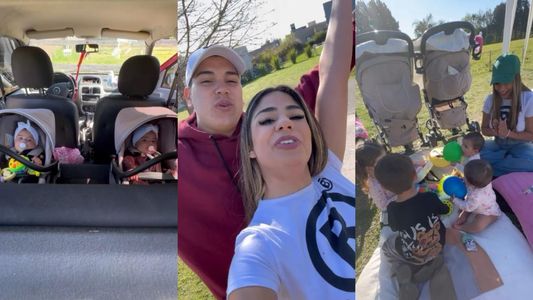 Daniela Celis y Thiago Medina compartieron la intimidad de su primer viaje familiar con las gemelas: el video