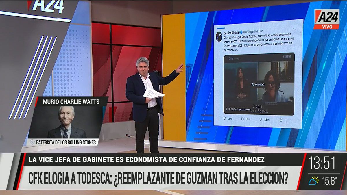 ¿Cristina ya tiene un nombre para reemplazar a Guzmán después de las elecciones? (Foto: Captura de TV)
