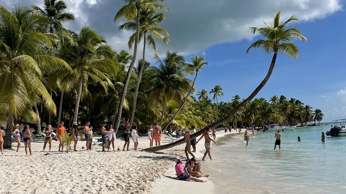 Una palmera torcida se convirtió en el blanco preferido para las fotos.