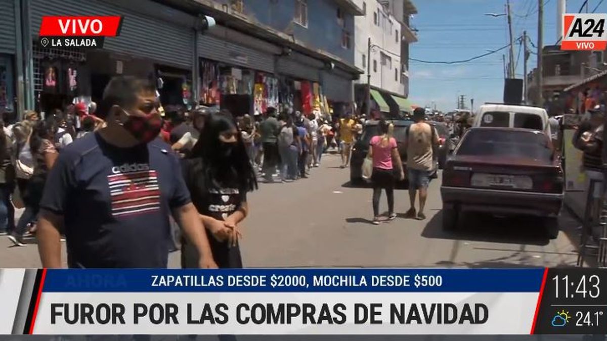 La Salada: el furor del rebusque para las compras de Navidad. (Captura de Tv)