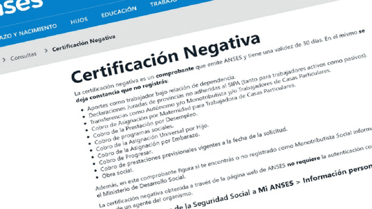 ANSES Certificación Negativa: cómo sacarla