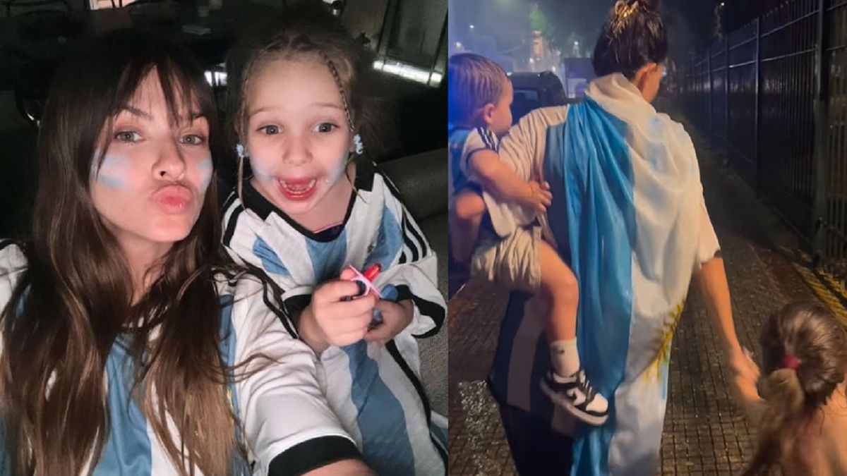 La China Suárez festejó la victoria de Argentina bajo la lluvia y recordó a su papá