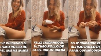 Jimena Barón se mostró desde el inodoro de su casa y jugó con el papel higiénico