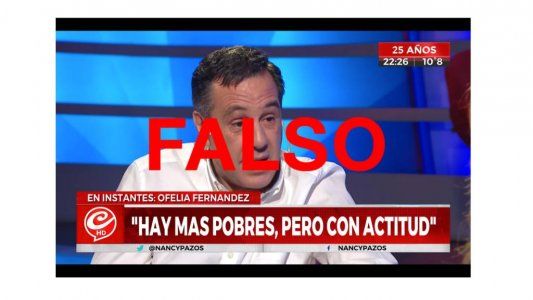 Es falso que Finocchiaro dijo que, en comparación con el kirchnerismo, hoy “hay más pobres pero con actitud”